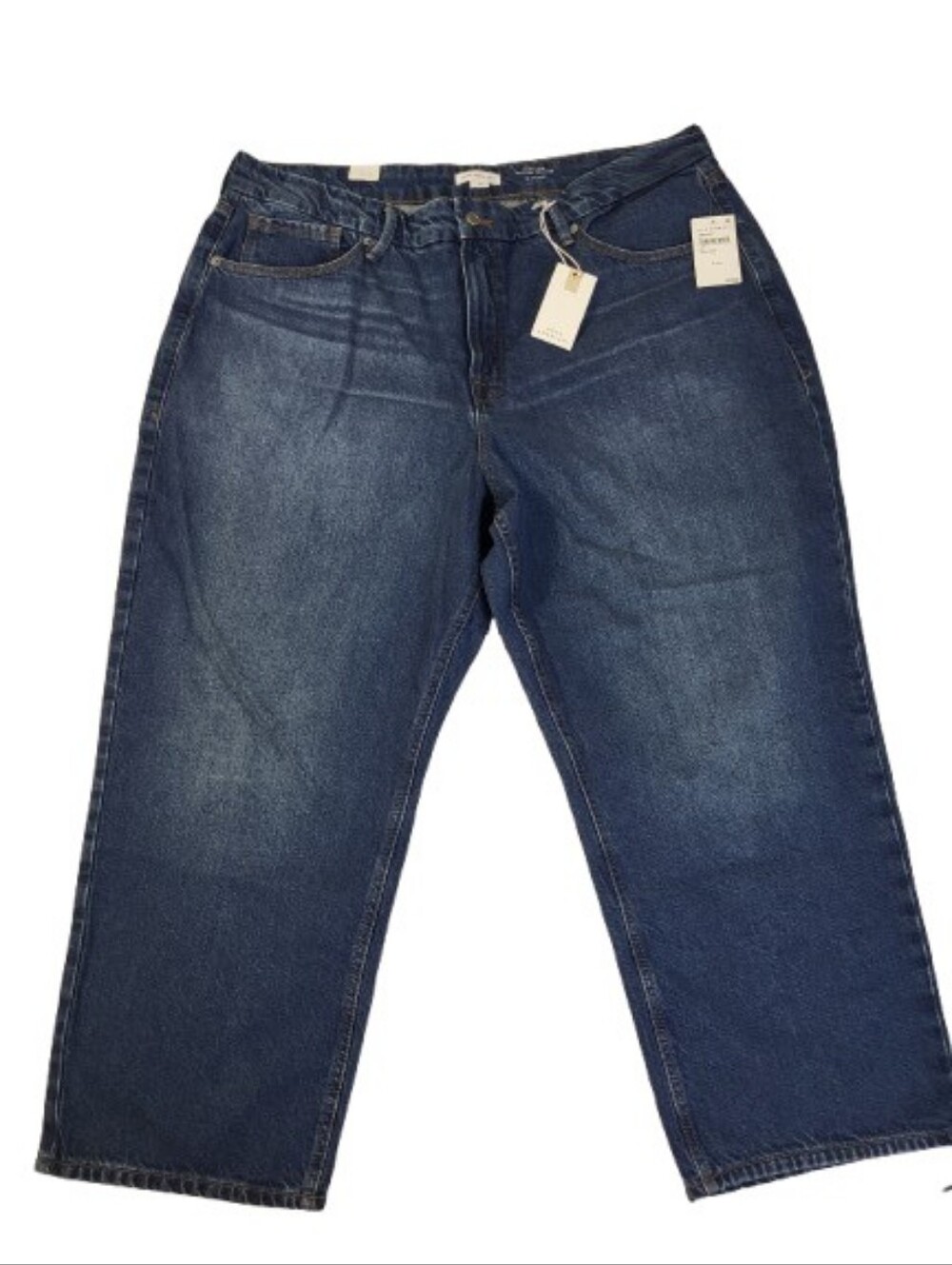 Good American Good 90s Cropped Relaxed Jeans Mid Rise Baggy Indigo NWT size 16